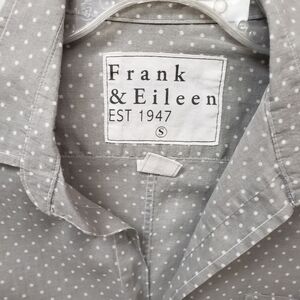 Frank & Eileen Barry S Gray Polka Dot Cotton Tailored Button Shirt Blouse Womens